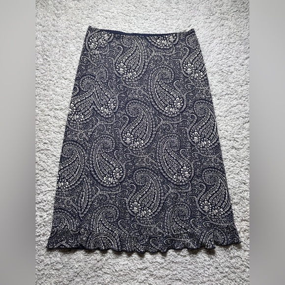 Vintage New York and Company Skirt Paisley Print Y2K Style Midi Flowy Stretch - Picture 1 of 4